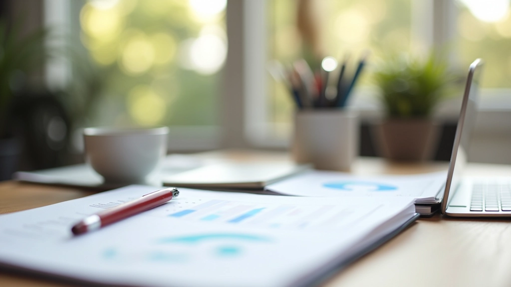 Espace de travail financier moderne avec planification d'épargne et documents organisés