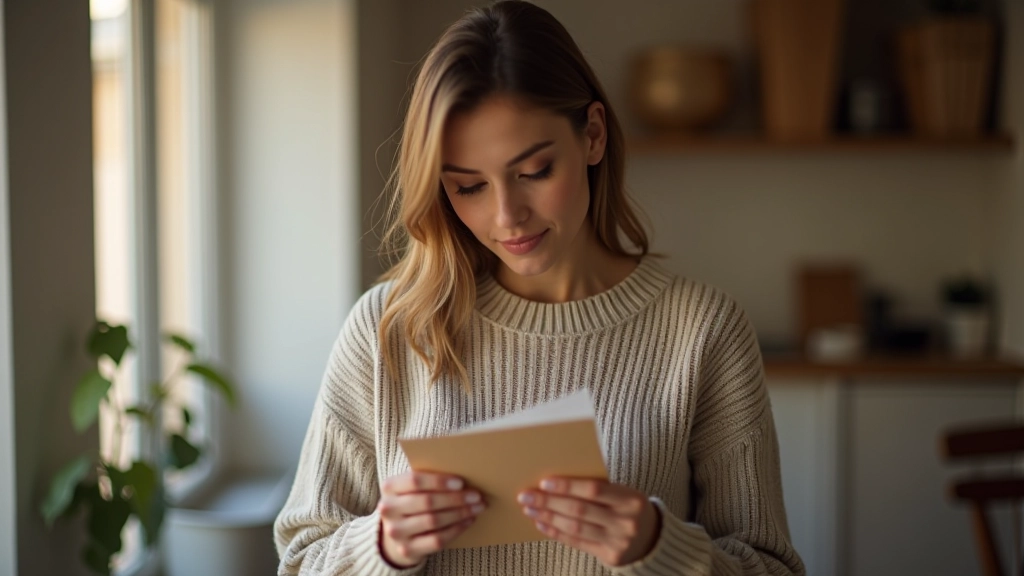Femme vérifiant ses économies dans une enveloppe