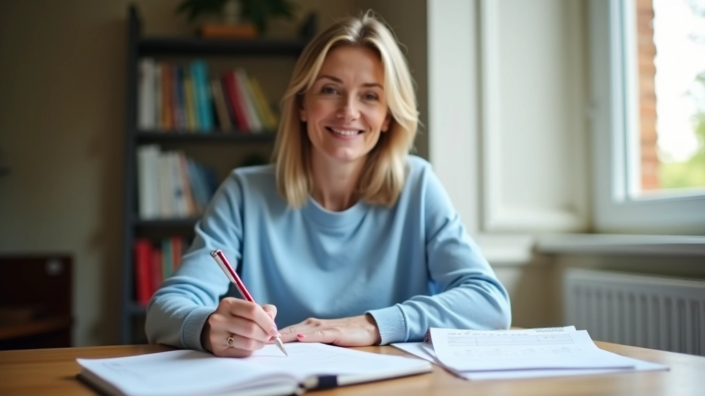 Personne planifiant son budget annuel avec un calendrier et un carnet